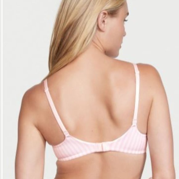 Victoria Secret Lightly-Lined Wireless Pink Stripe T Shirt Bra - Picture 2 of 6